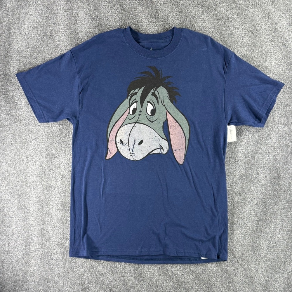 Disney Parks Eeyore Double Sided Graphic T-Shirt Navy Blue Hanes Large NWT